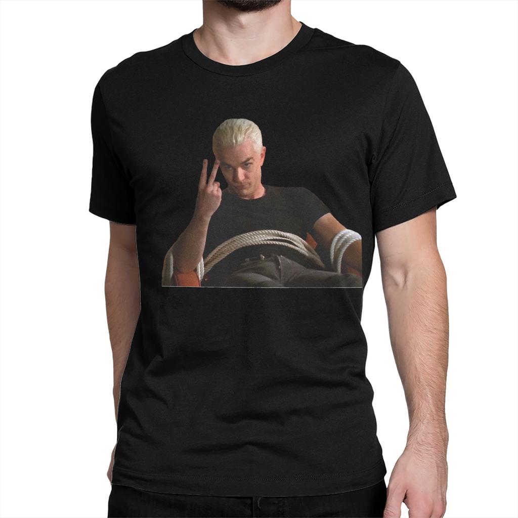 Buffys The Vampires Slayers Spike Pure Cotton T-Shirt Men Beach Fashion Vintage T Shirts O-Neck Fashion Tee Shirt Casual