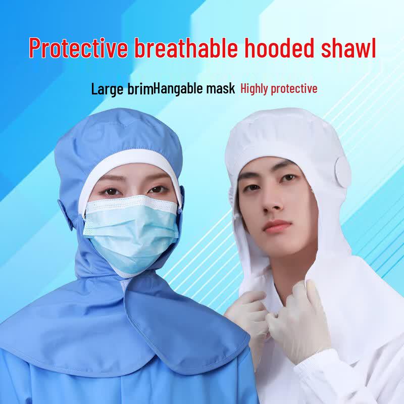 Breathable Protective Work Hat with Shawl синий