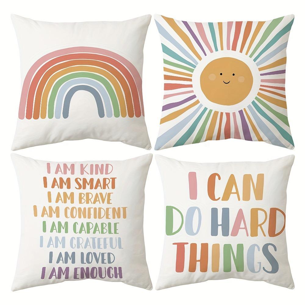 Cartoon rainbow sun pattern printing pillowcase children's room decoration home decoration living room sofa cushion cover