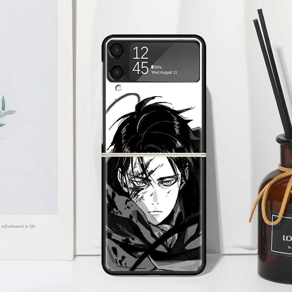 

Attack-Titan Levi Phone Case For Samsung Galaxy Z Flip 7 Flip7 Zflip 6 Flip6 5 Flip5 4 Flip4 3 Flip3 5G Fundas Black Cover Galax Samsung Z Flip 6