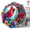 Colorful Floral Frame With Cardinal Bird Compact Travel Automatic Umbrella Compact 8Rib Design Lightweight For Outdoor Daily Use Fashion Lovers Gift
