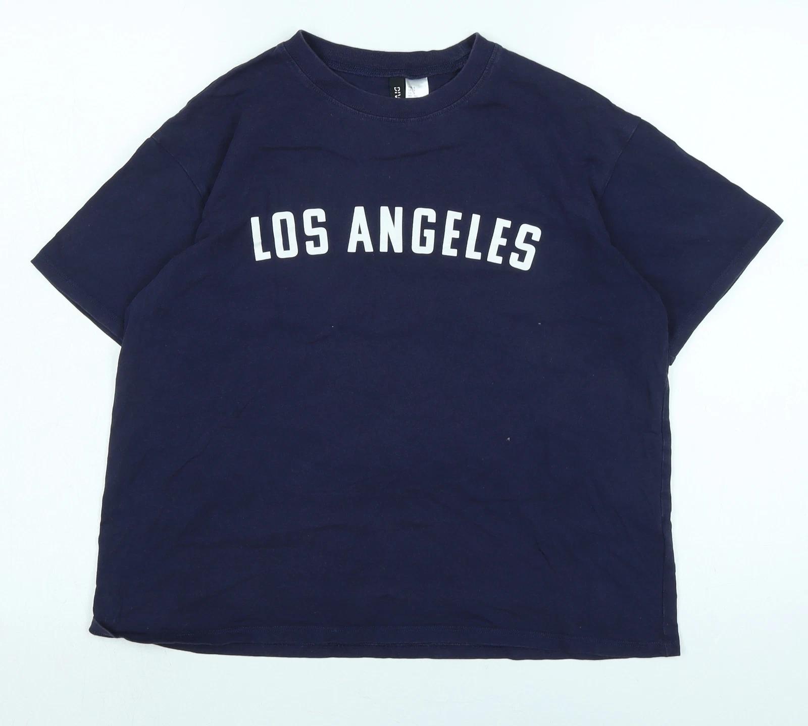 

Divided Womens Blue Cotton Basic T-Shirt Size S Crew Neck - Logo - Los Angeles S