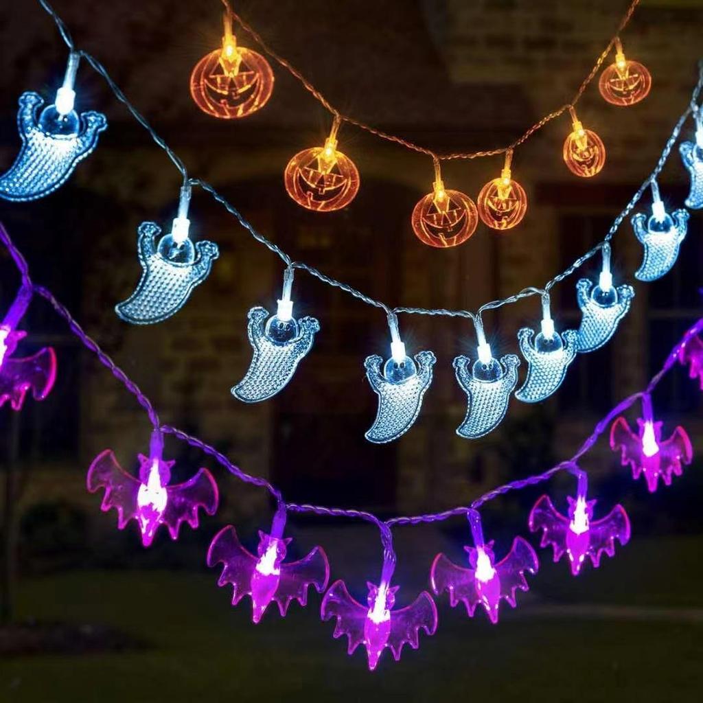 Halloween LED String Lights: Pumpkin, Spider, Skull, Ghost & Bat Decor for Party & Bar