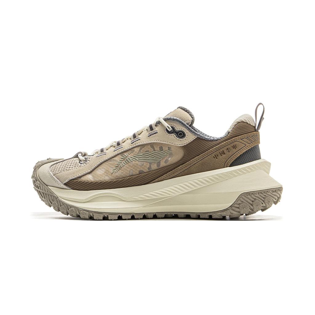 Li Ning Youxia Sports Versátil Antiderrapante Resistente ao Desgaste Cano Baixo Sapatos Casuais Unissex Casuais Cinza Marrom AZGV051-2
