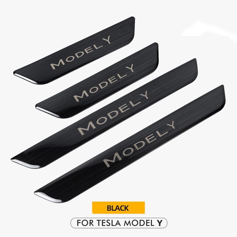 Door Sill Decoration Wrap Cover for Tesla Model Y 2023 Accessories Pedal Protection Strip Carbon Pattern Car