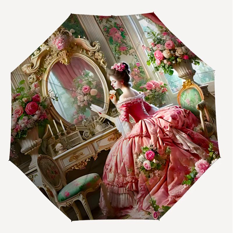 1 Stück Blumenmuster Schirm - 8 Speichen verstärkt, Automatisches Öffnen, Leicht & Langlebig, Niedliches Modeaccessoire für Draußen, Strand oder Freizeit, Strand U
