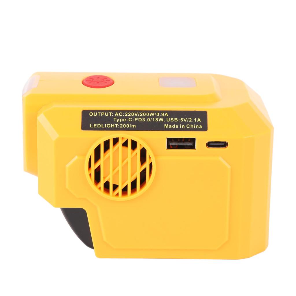 200W Portable Inverter 18V Battery Inverter with 200LM LED Light for DCB206 205 DCB204