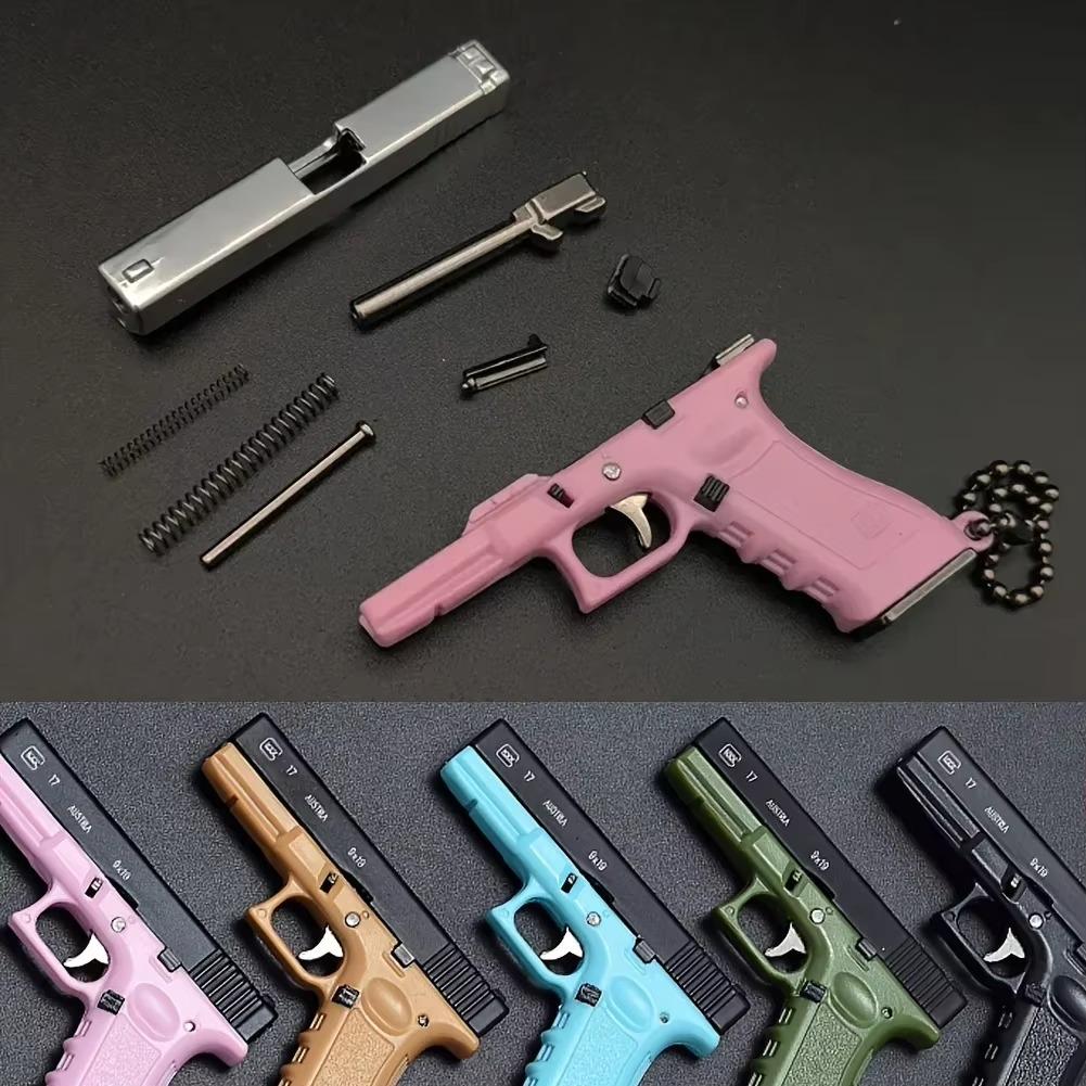 1:3 G17 Semi Alloy Pistol Keychain Gun Model Assemble Disassemble Toy Gun Weapon Party Gift for Adult Kids