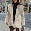 Women's Fashionable Warm Long Sleeve  Solid Color Furry Collar Coat