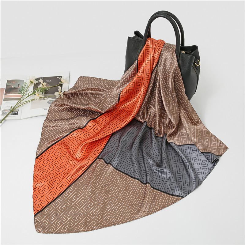 Hangzhou Silk Spring and Autumn Simulation Silk Women's Satin Satin Silk Scarf Winter Versatile Decorative Scarf Satin 91 Large Square Scarf