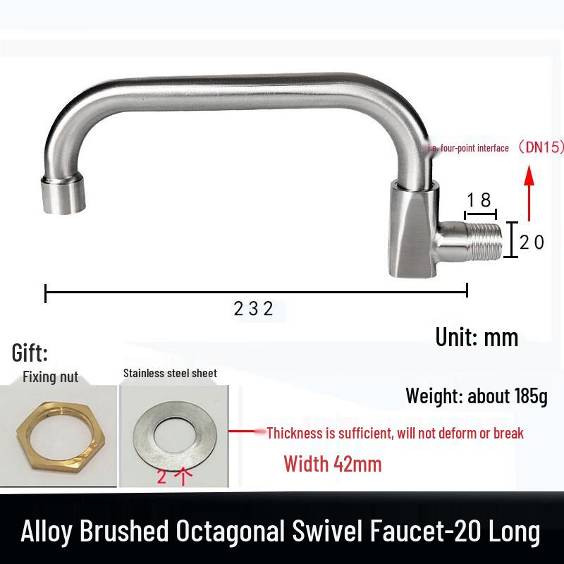 ZISIZ Commercial Kitchen Octagonal Swing Stove Faucet