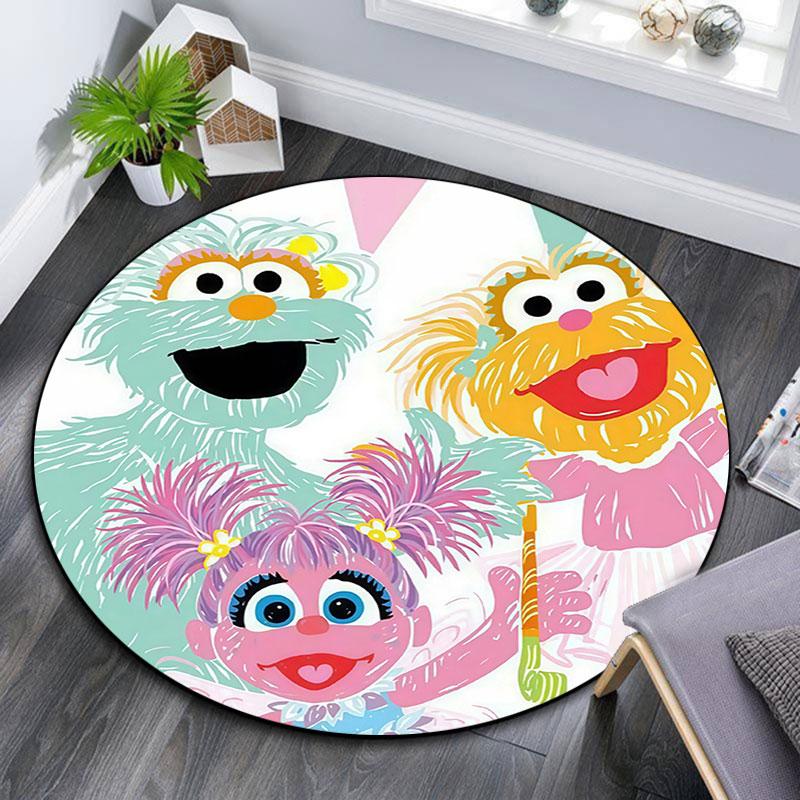 Sesame Street,Round Area Rug,Carpet Rug for Living Room Bedroom Sofa Playroom Decor,Non-slip Floor Mat