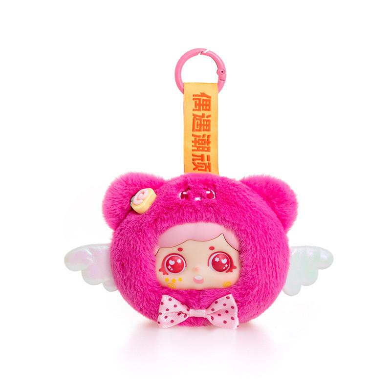 Samoyed Vinyl Doll Cute Mini Plush Figure With Short Faux Fur For Backpack Charm