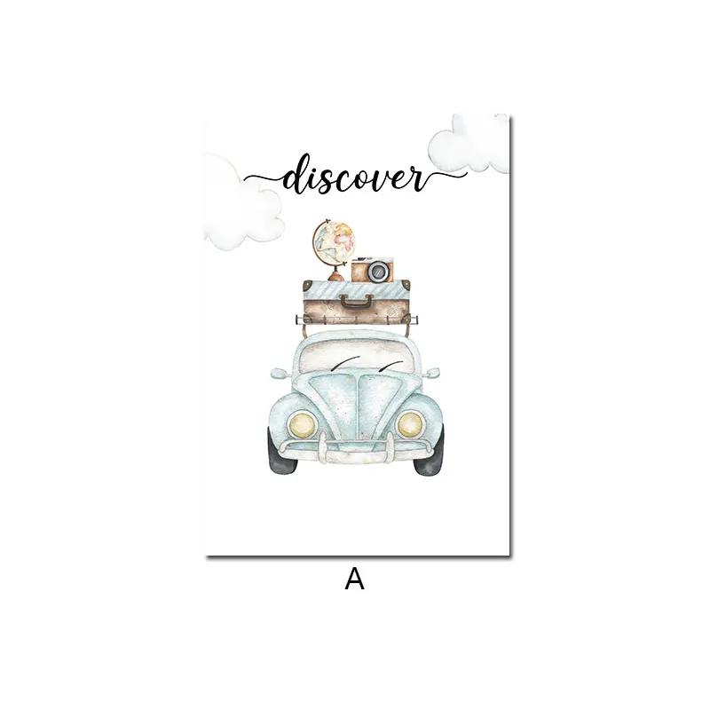 

Скандинавский принт Исследуйте приключения Детская художественная картина Детский постер Украшение детской комнаты Картина Фреска Декор для детской комнаты матери и ребенка 30x40cm No Framed