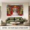 2D Winter North Pole Backdrop, Santa's Door with "Letters To Santa" & Snowy Path Background Cloth