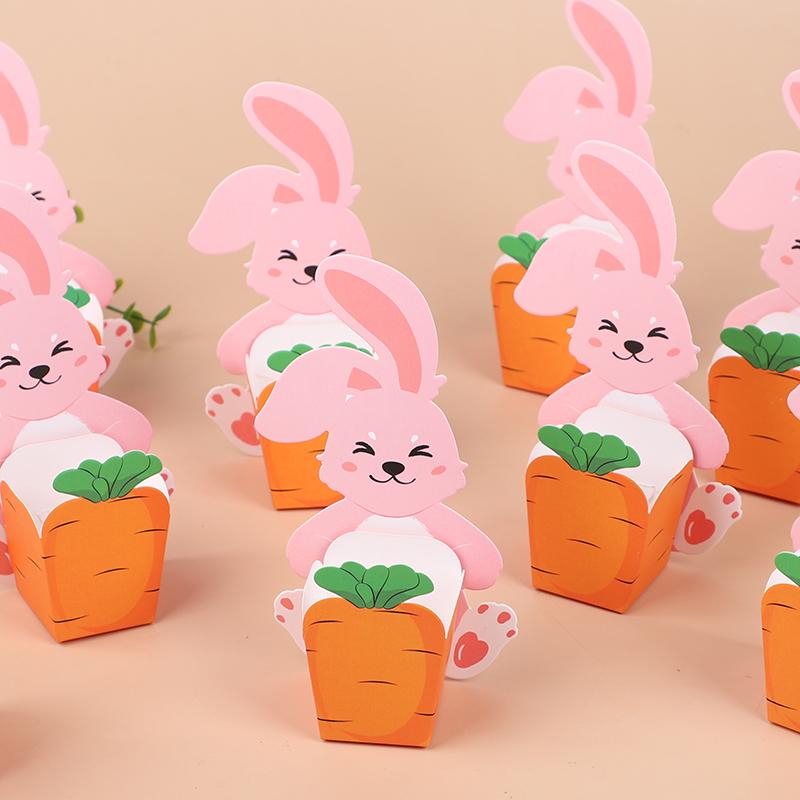 10 Stück Niedlicher Hase Karotte Geschenkverpackung Box Ostern Süßigkeiten Snack Keksdosen Frohe Ostern Partyzubehör Kinder Geburtstagsdekoration