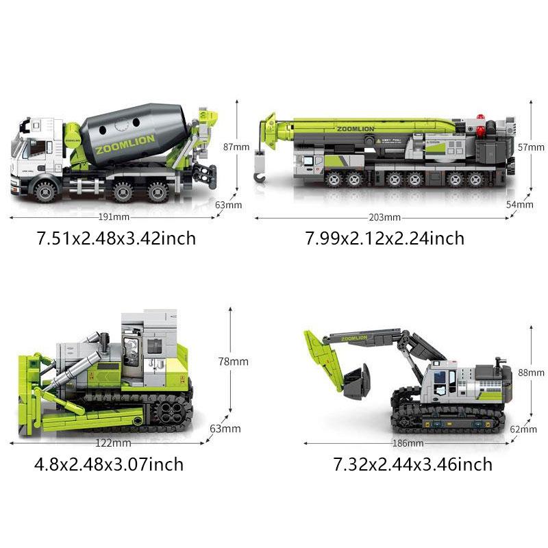 Construction excavator building blocks, crane cement truck puzzle toys, handmade DIY assembly set, children's birthday gifts
