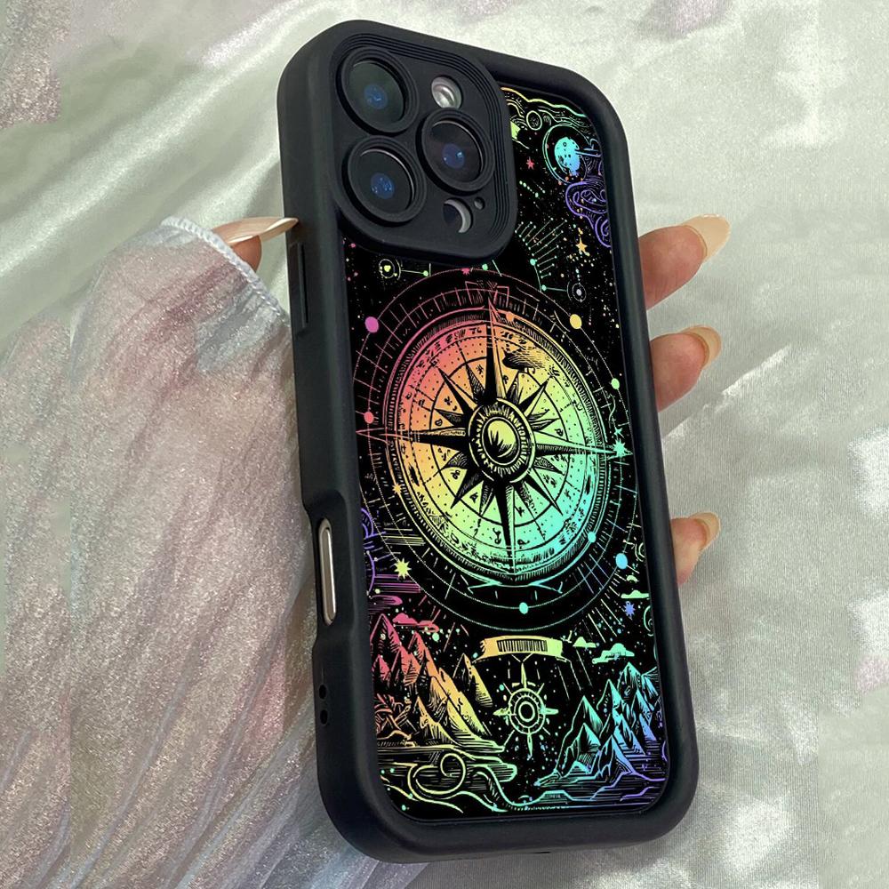 JT366 Mystic Compass Art for iPhone 17 16 15 14 13 Pro Max Samsung S26 S25 Ultra A17 A07 A56 A16 A15 Xiaomi 15T Redmi 15c Note 14 13 Soft Case