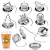 New Stainless Steel Tea Infuser Teapot/Heart/Bird/Frog/Tree/Star Shaped Mesh Strainer Coffee Herb Spice Diffuser With Dish Tray