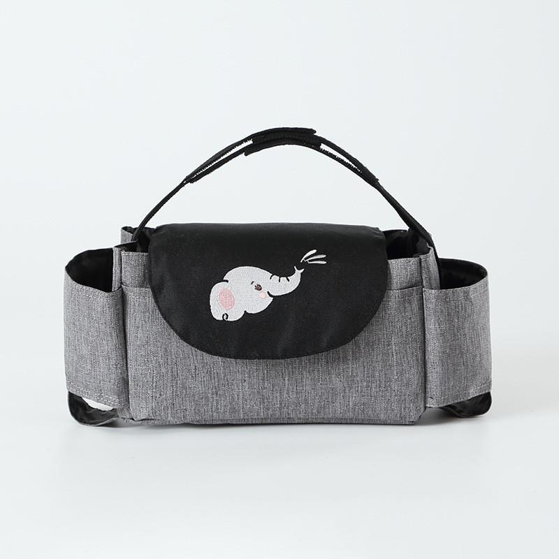 Baby Stroller Organizer Bag With Elephant Bear Embroidery Design For Onthego Storage And Bottle Holders