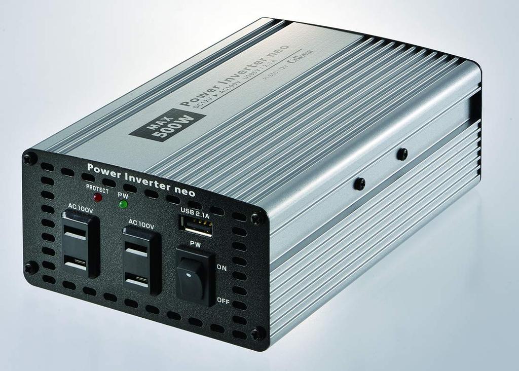 CELLSTAR Compact Inverter AC100V Rated Output 400W Maximum Output 500W USB5V Rated Output Maximum Output DC12V Only CELLSTAR PI-500/12 / 2.1A / 2.4A