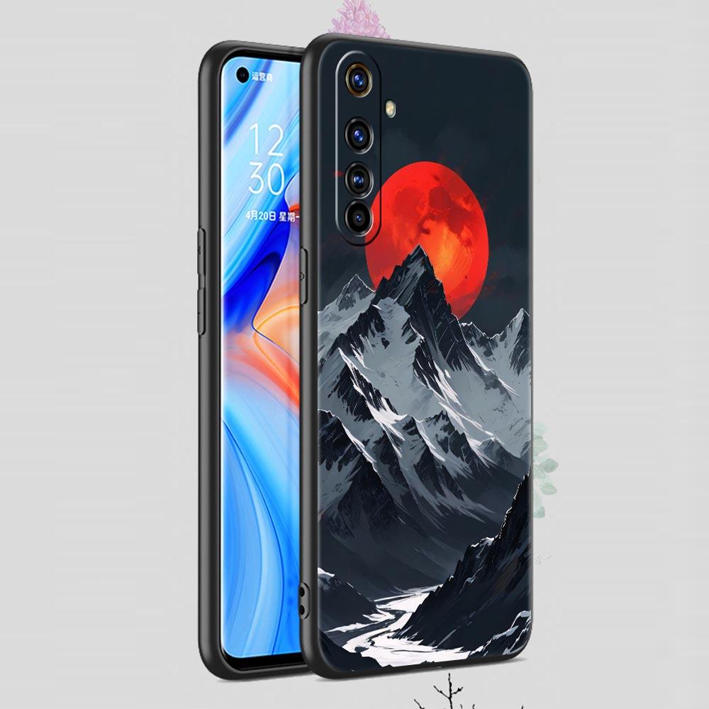 Black Mountain Peak Case For Realme C67 C63 C55 C53 C35 C25 C21 GT 2 3 5 6 10 11 12 13 Pro Plus 5G Soft TPU Phone Cover Fundas