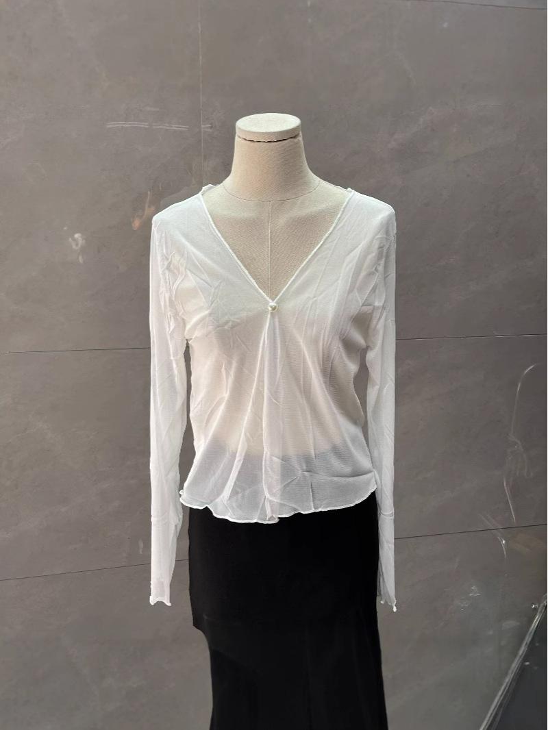 

Чистый и Сексуальный Сетчатый Кардиган - Летняя Модель с V-образным Вырезом и Длинными Рукавами, Легкая Куртка M (approx. 52.5 kg)