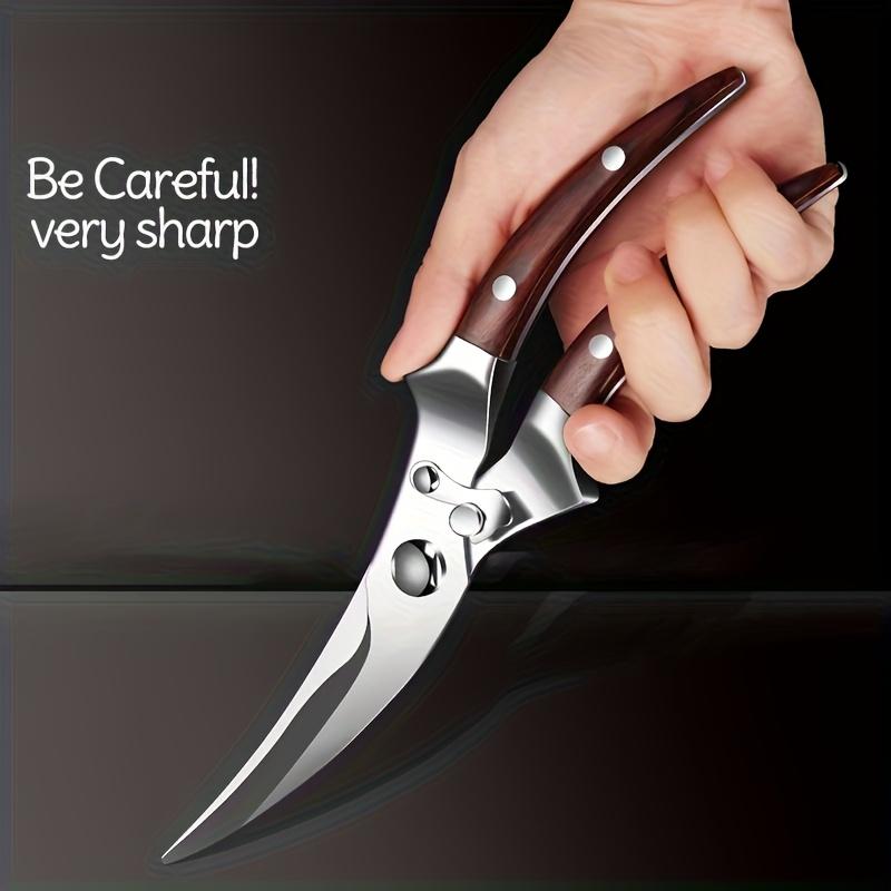 Heavy Duty Stainless Steel Kitchen Scissors Multipurpose Food Poultry Shears with Wooden Handle