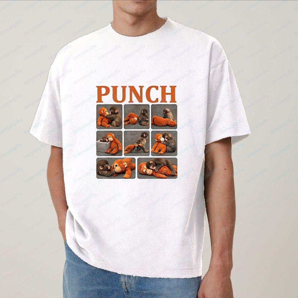 Baby Punch Monkey - Trendy Harajuku Short-Sleeved Shirt for Both Unisex and WoUnisex, Patterned, 100% Cotton T-Shirt