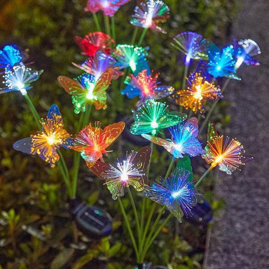 Solar Butterfly Lawn Light Fiber Optic Butterfly Garden Light Solar Powered Waterproof Outdoor Light