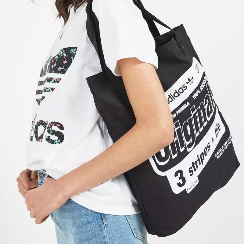 New Adidas Originals Cotton Tote Bag, Shopping Bag, Shoulder Bag, Handbag Regular Unisex Black EI7400