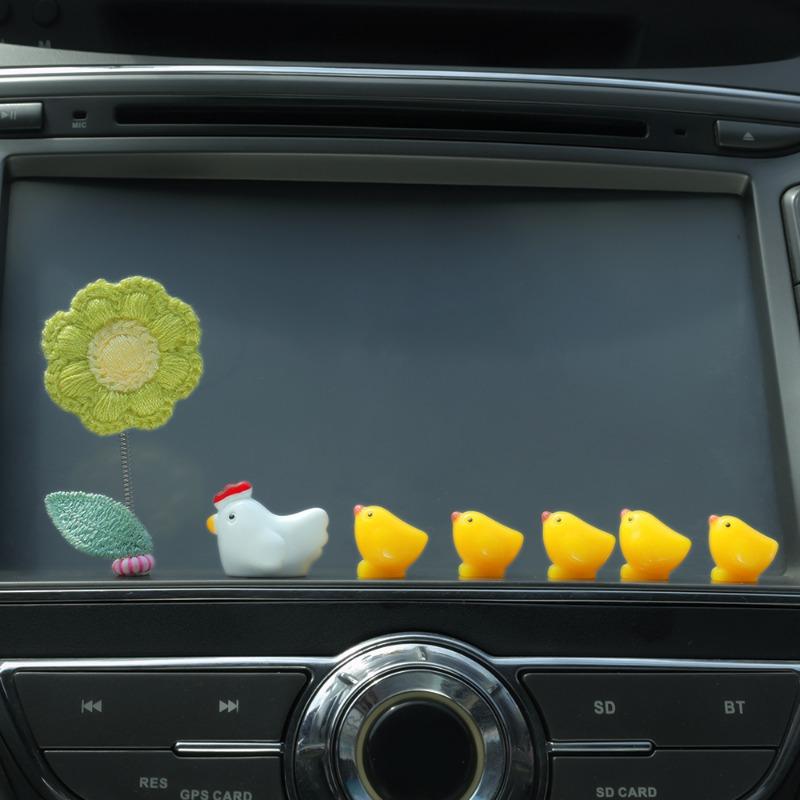 Mini ozdoby do auta Středová konzola na palubní desku pro slepice Sada slepice Roztomilé zahradní ozdoby Interiér auta Dekorativní doplňky pro vlastní potřebu