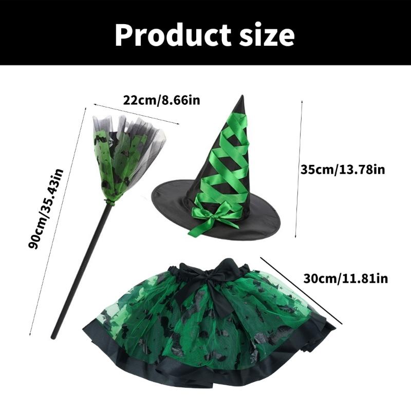 Enchanting Witch Dresses Up Set Eye Catching Witch Costume Set Portable Witch Costume Set For Halloween Parties