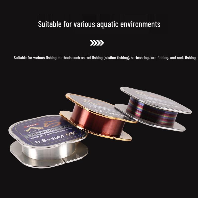 50m Nylon Anti-Kräusel Verschleißfeste Angelschnur - Hochwertige Importierte Seide für den Wettfischfang