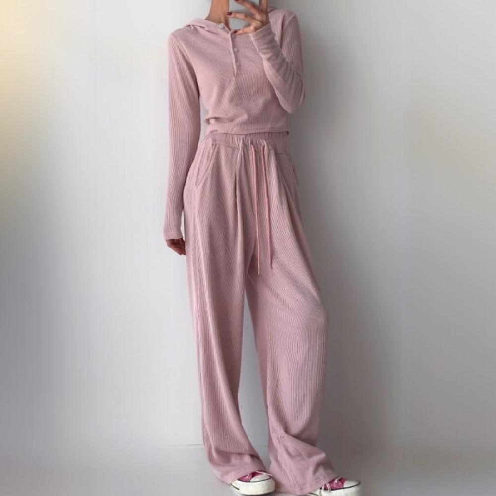 New Arrivals Open Run Crop Long Sleeve T shirT buTTon Ribbed Hoodie High waisT T