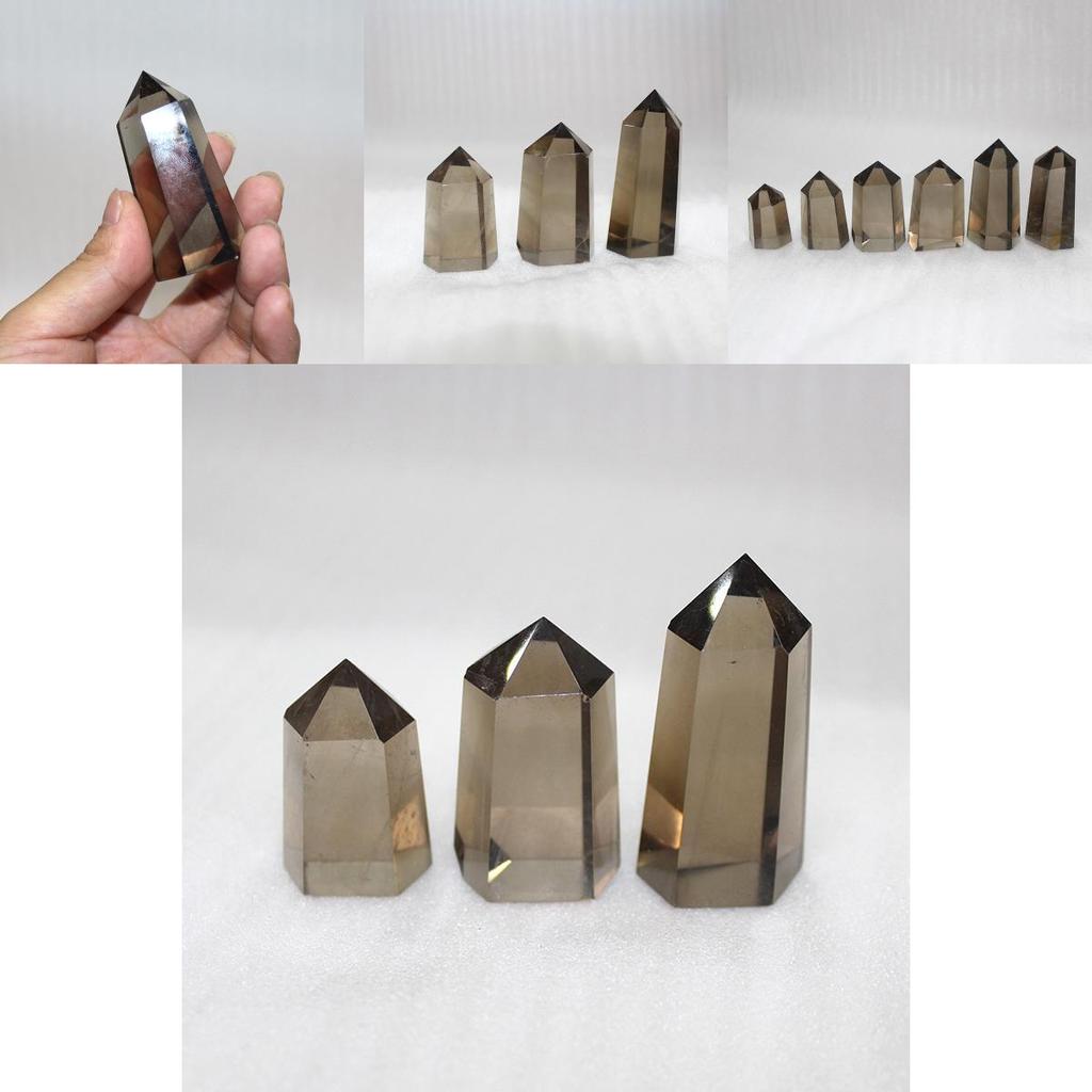Authentic Natural Smokey Citrine Quartz Obelisk Crystal Wand Point For Spiritual Growth And Healing Home Decor Gift