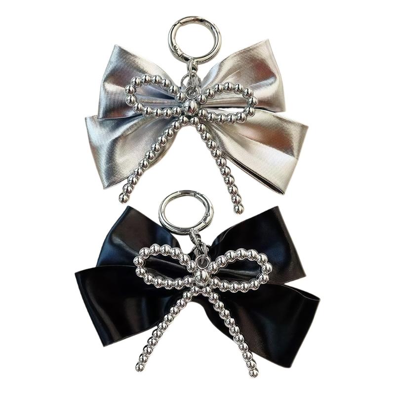 Y2K Inspired Silver Bowknot Keychain Charm with Retro Modern Design for Fashionable Bag Phone Decors Accessory Lightweight Portable