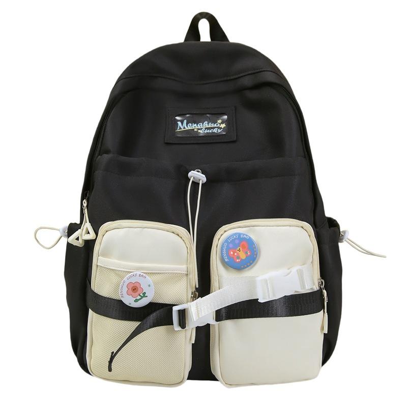 School Bag 2025 New School Bag Female Ins Wind Korean Color Contrast College Wind Early High School Students Multi-compartment Treasure Backpack