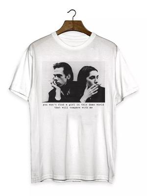 Smoking Nick Cave & Pj Harvey Shirt Short Sleeve White Unisex S-5XL Unisex T-Shirt
