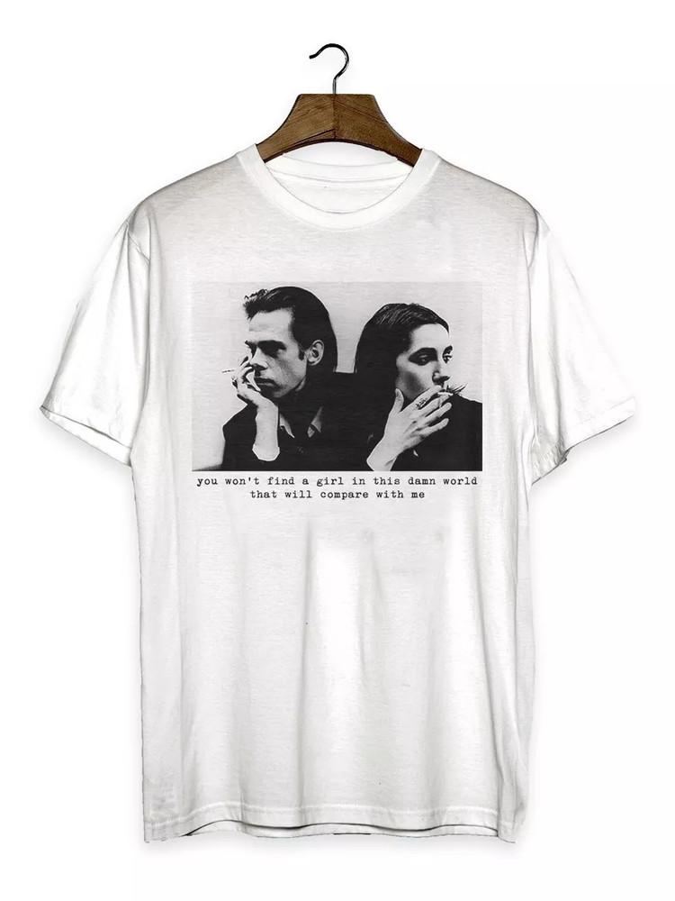 

Smoking Nick Cave & Pj Harvey Shirt Short Sleeve White Unisex S-5XL Unisex T-Shirt M