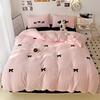 Girls Pink Bedding Set with Bow Korean Breathable Duvet Cover No Filler Flat Sheet Pillowcases Mix Color Comforter Cover Set