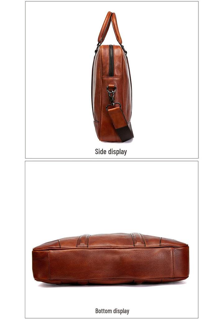 Genuine Leather Men's 15-Inch Crossbody Briefcase and Laptop Bag