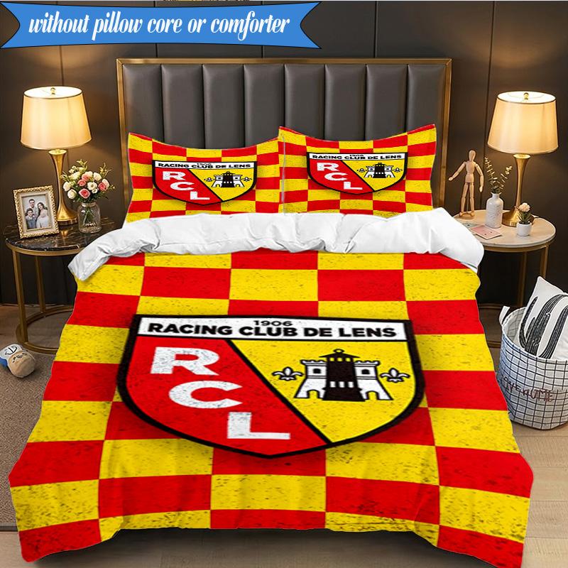 Racing Club De Lens Crest 3pcs Bedding,Including 1pc Duvet Cover And 2pcs Pillowcases Perfect for Christmas,Ideal for Bedroom, Dormitory