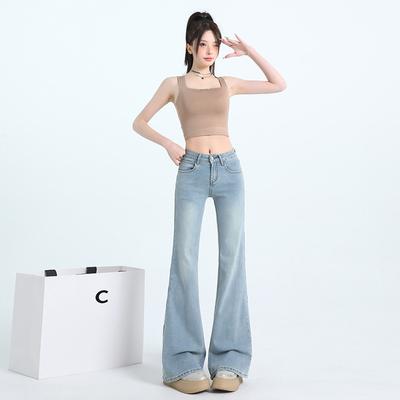 Jeans pour Femmes Sans Jambes, Pantalons Patte d'Éléphant pour Femmes, Pantalons Légèrement Évasés pour Femmes, Amincissants et Amples