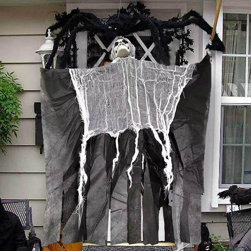 Halloweenské lebky gázové duchové závěsné ozdoby pro dekoraci strašidelného domu