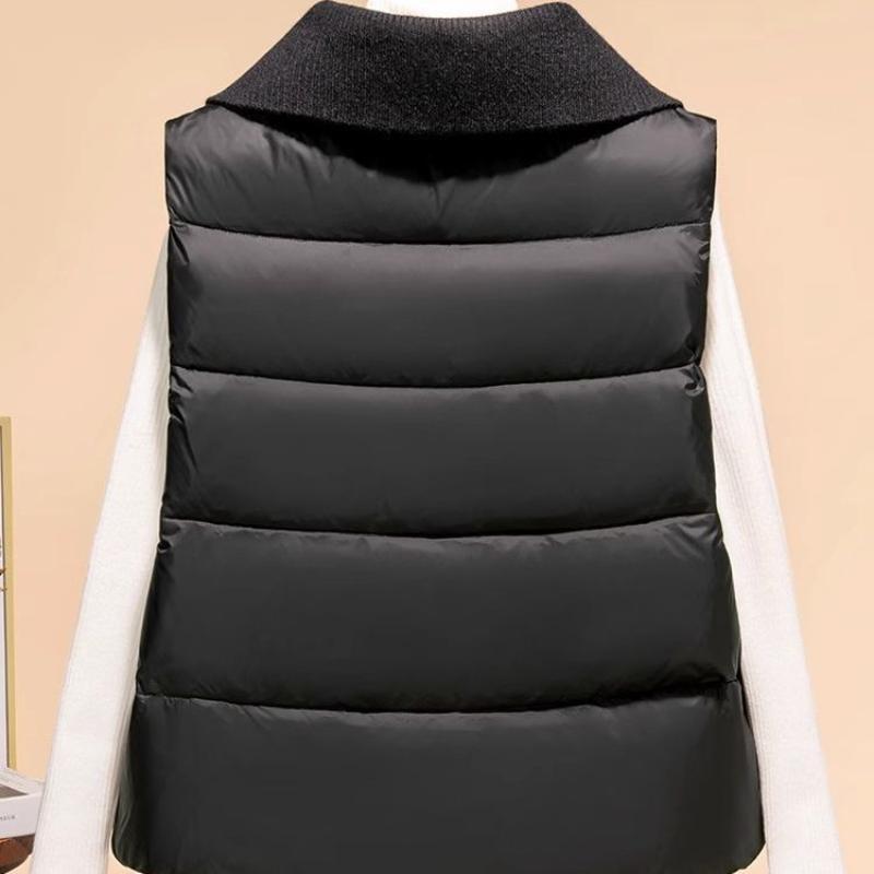 Cotton Vest Women's Knitted Lapel Autumn and Winter Sleeveless Button Pocket Coat Top