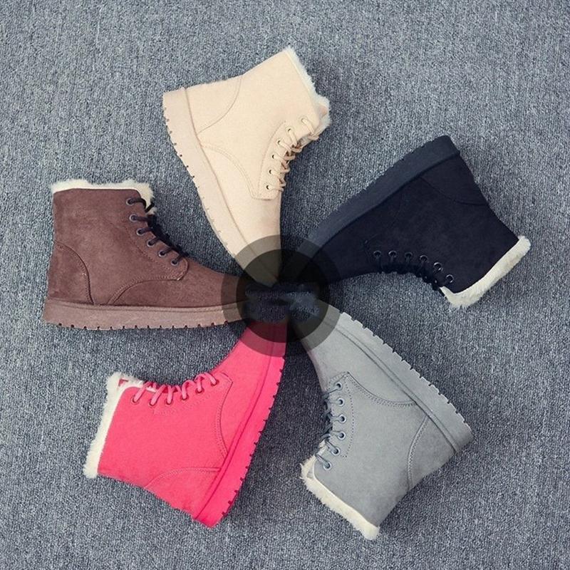 Mode Damenstiefel Winter Schnee Warm Schnürung Flach mit Damenschuhen Tide Schuh