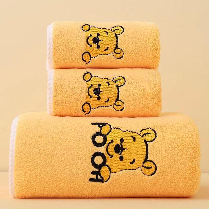 Strawberry Bear Cartoon Coral Fleece Bath Towel Set: Thick, Embroidered & Absorbent.
