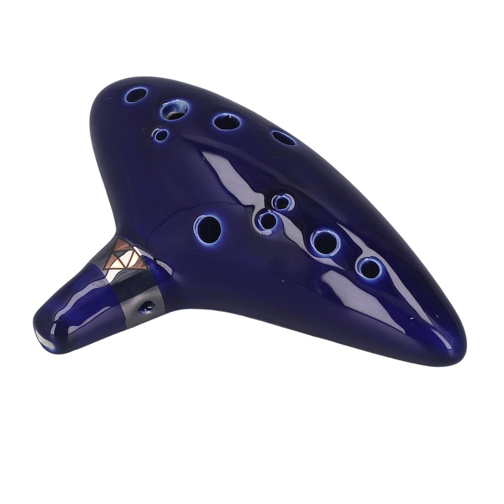 12 Sound Hole Alto C Ocarina Ceramic Ocarina Instrument Kit with Hand Holder and Musical Score Blue