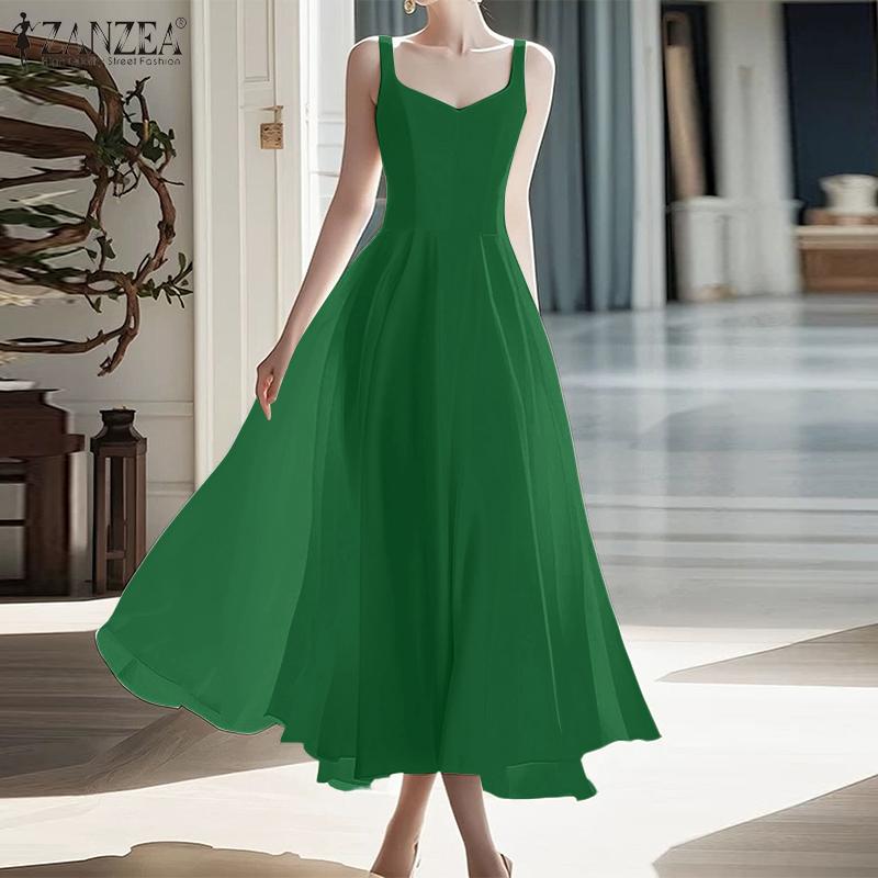 

ZANZEA Women Elegant Summer Casual One-piece Sleeveless Long Dress 5XL